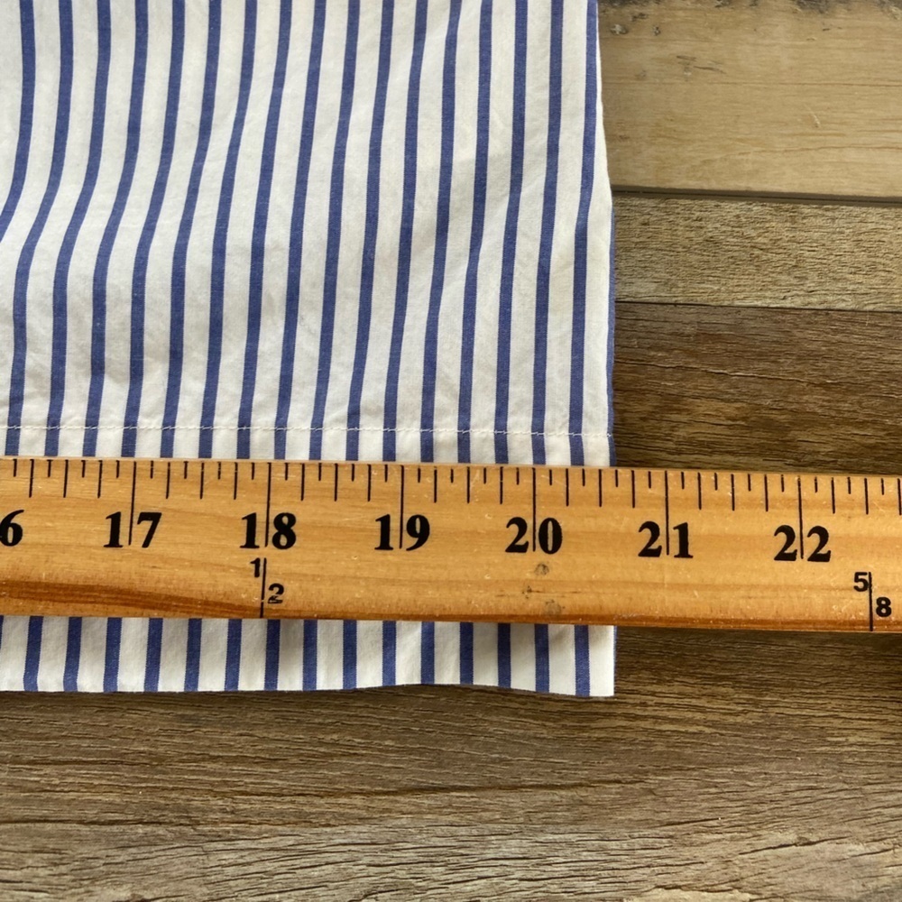 J. Crew Women's Boho Top Stripe Ruffle Size 0 Oversized White & Blue Long Sleeve - Picture 6 of 10